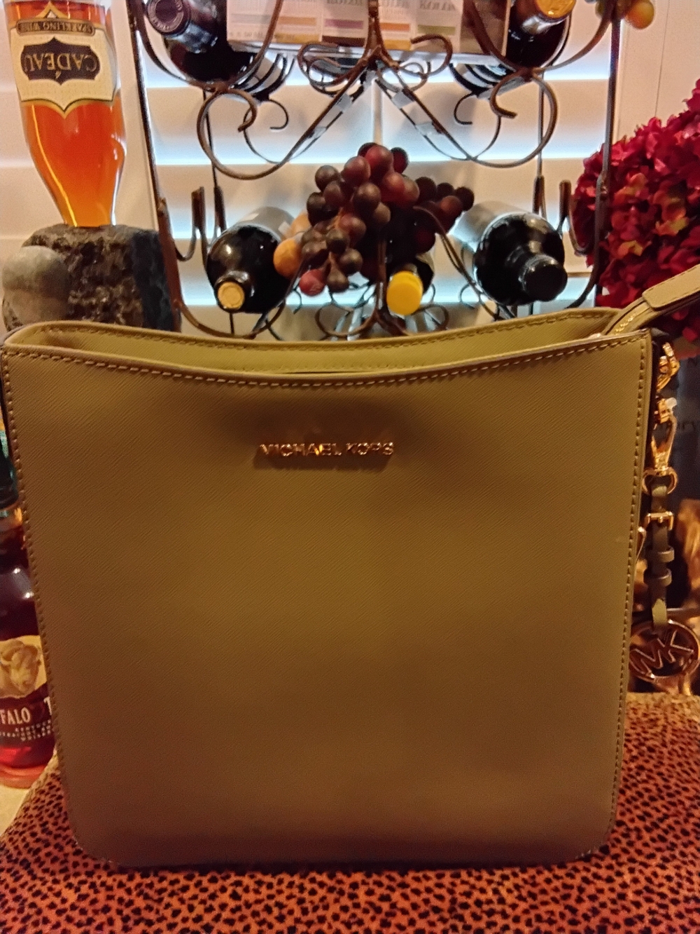 Michael Kors Olive Green Saffiano Leather Shoulder Bag